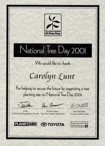 Carolyn Lunt National Tree Day award